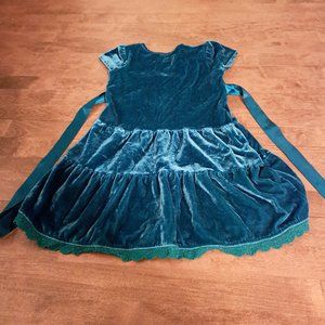 Lullah Bette girl velour dark green fancy dress size 6-7 holiday